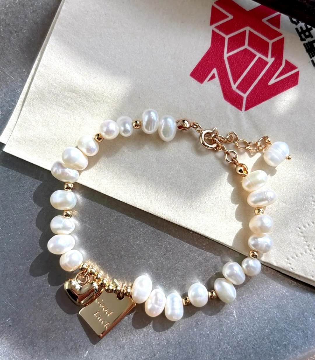Pulsera perla de agua natural